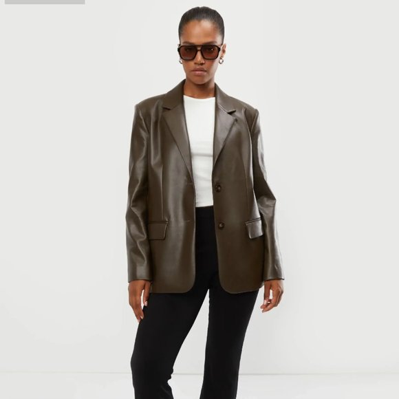 OAK + FORT Jackets & Blazers - Oak + Fort Vegan Leather Blazer - NWT